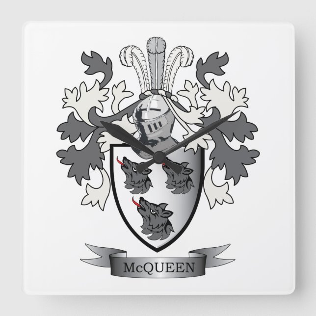 Horloge Carrée Armoiries de la famille McQueen Crest (Recto)