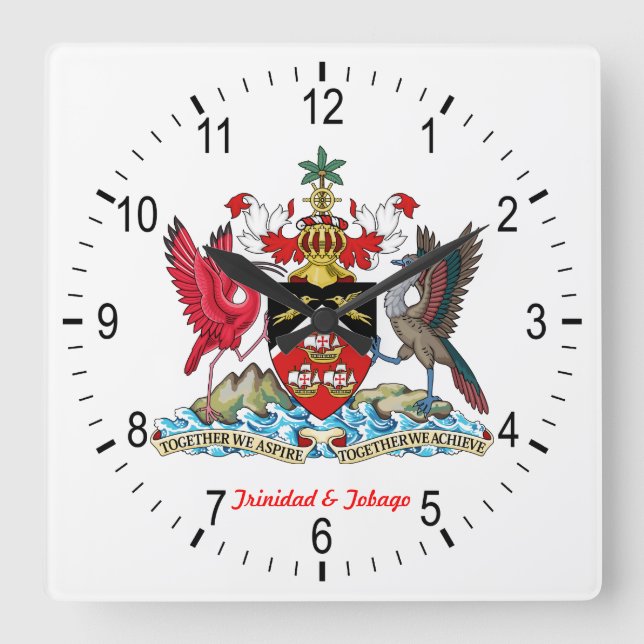 Horloge Carrée Armoiries De Trinité-Et-Tobago (Recto)