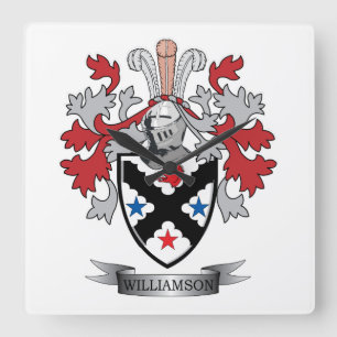 Horloge Carrée Armoiries de Williamson Family Crest Crest