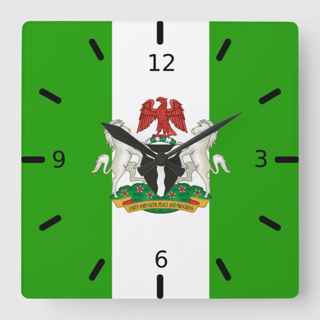 Horloge Carrée Armoiries du Nigéria (Recto)