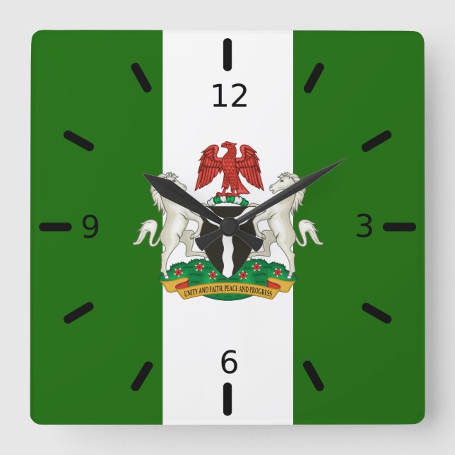 Horloge Carrée Armoiries du Nigeria (Recto)