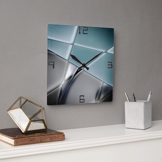 Horloge Carrée Arrière - plan changeable de trapézoïdes rectangle (Bureau)
