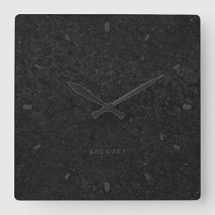 Horloge Carrée Arrière - plan de texture en pierre noire