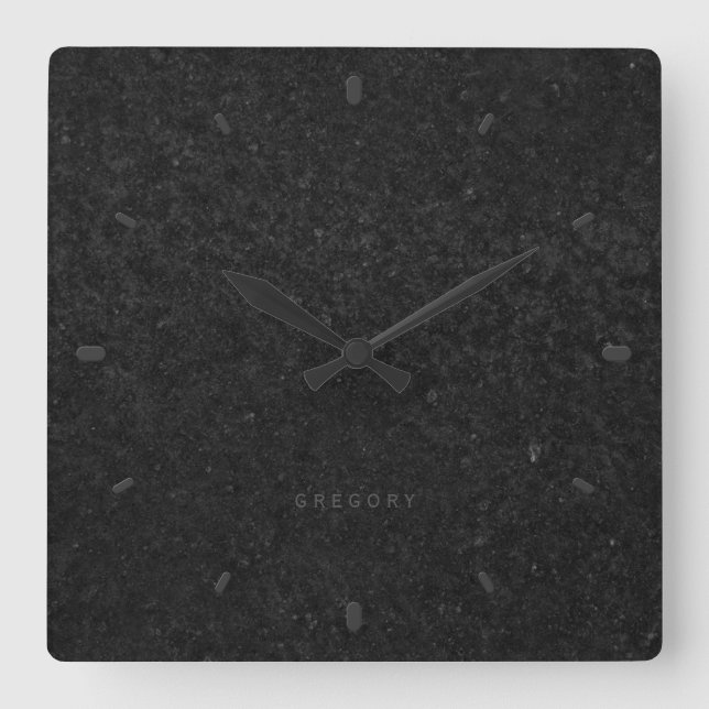 Horloge Carrée Arrière - plan de texture en pierre noire (Recto)