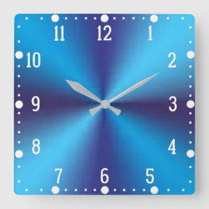 Horloge Carrée Arrière - plan métallique bleu-36361
