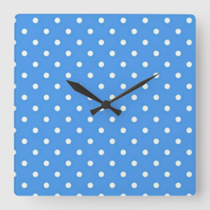 Horloge Carrée Art à points bleus pâles