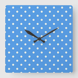 Horloge Carrée Art à points bleus pâles