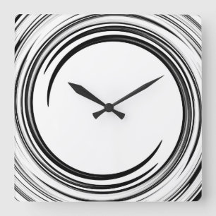 Horloge Carrée Art Abstrait Black Swirl #2