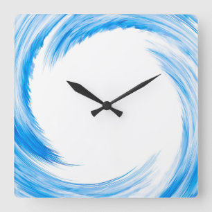 Horloge Carrée Art abstrait de remous bleu