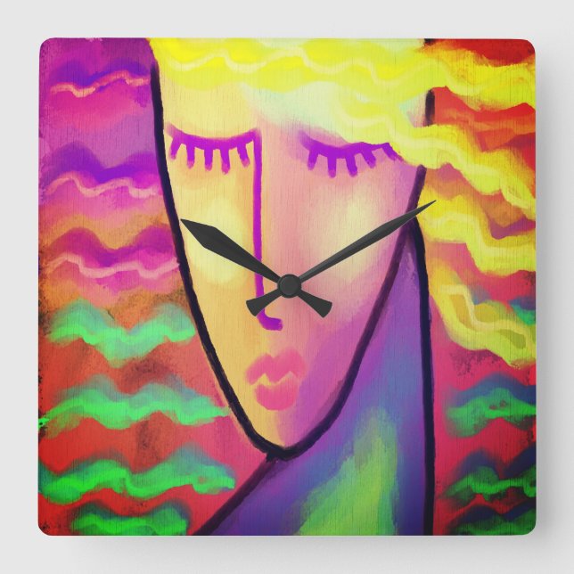 Horloge Carrée Art Abstrait original (Recto)