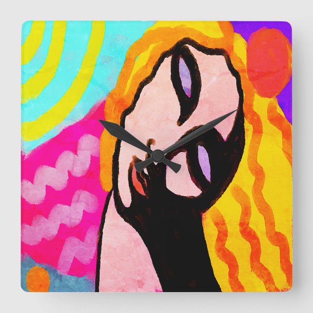 Horloge Carrée Art Abstrait original (Recto)