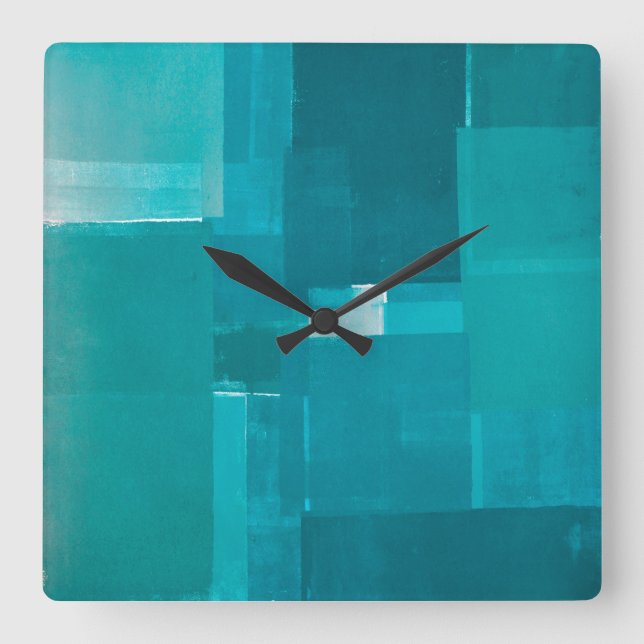 Horloge Carrée Art Abstrait Turquoise Windows (Recto)