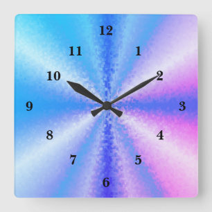 Horloge Carrée Art arc-en-ciel 3D