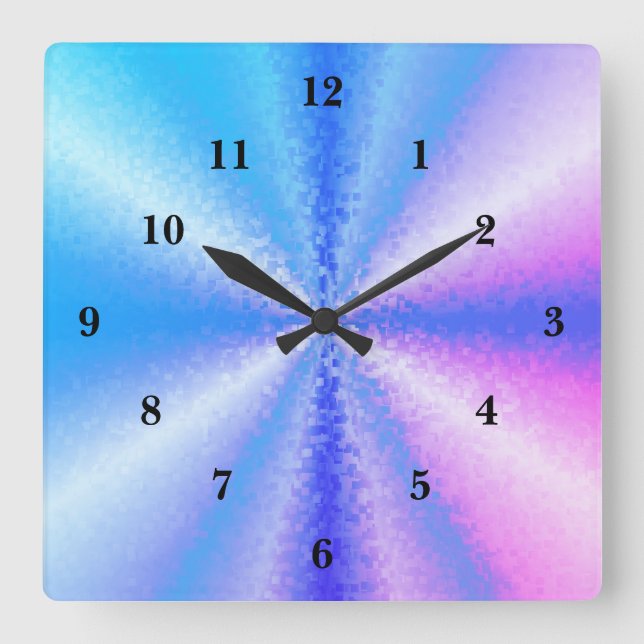 Horloge Carrée Art arc-en-ciel 3D (Recto)
