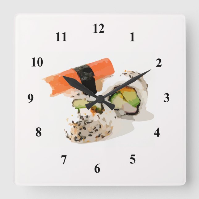 Horloge Carrée Art culinaire japonais sushi (Recto)