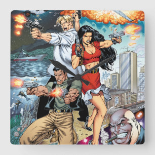 Horloge Carrée art d'aventure d'action de ragoût de B@stard par