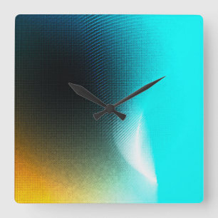 Horloge Carrée Art de maille de dégradé abstrait turquoise orange