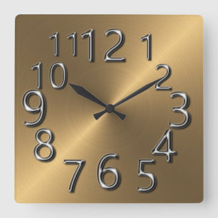 Horloge Carrée Art-De-Temps-Argent et or