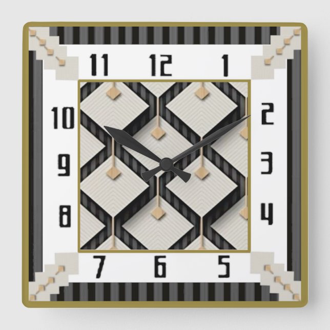 Horloge Carrée Art Déco (Recto)