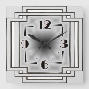 Horloge Carrée Art déco argenté