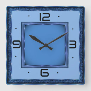 Horloge Carrée Art déco bleu