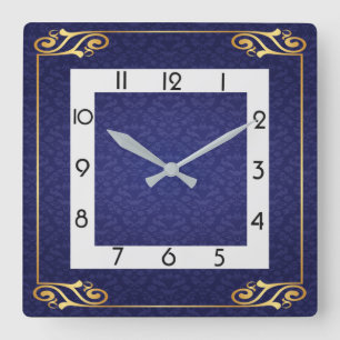 Horloge Carrée Art déco bleu
