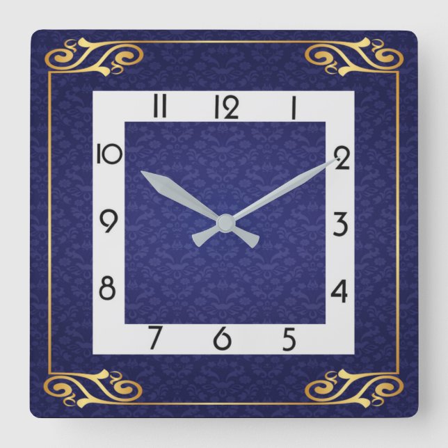 Horloge Carrée Art déco bleu (Recto)