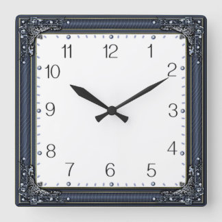 Horloge Carrée Art Deco Blue