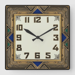 Horloge Carrée Art Déco Bronze