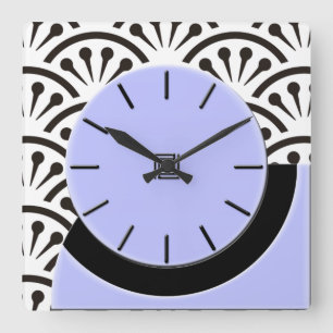 Horloge Carrée Art Déco Cut-A-Way Periwinkle et Black