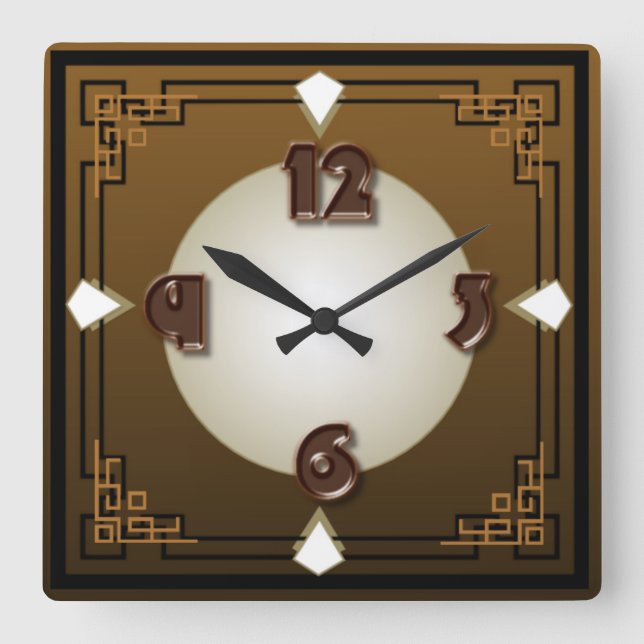 Horloge Carrée Art déco de Choco (Recto)