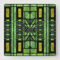 Art Déco de verre coloré en vert et or