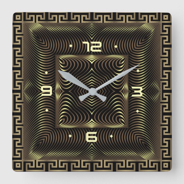 Horloge Carrée Art déco doré (Recto)