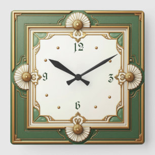 Horloge Carrée Art Déco élégant