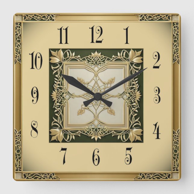 Horloge Carrée Art Deco Elegant (Recto)