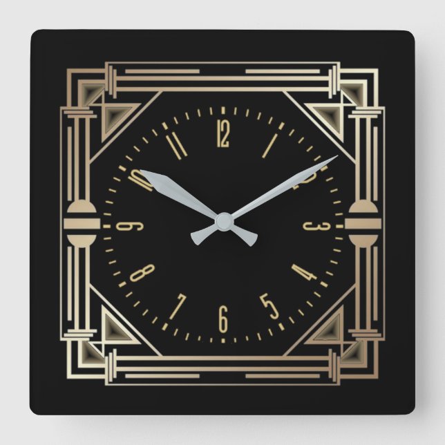 Horloge Carrée Art déco élégant (Recto)