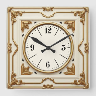 Horloge Carrée Art déco élégant blanc