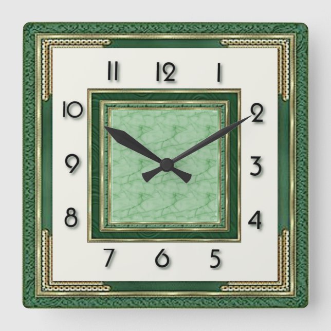 Horloge Carrée Art Deco Green (Recto)
