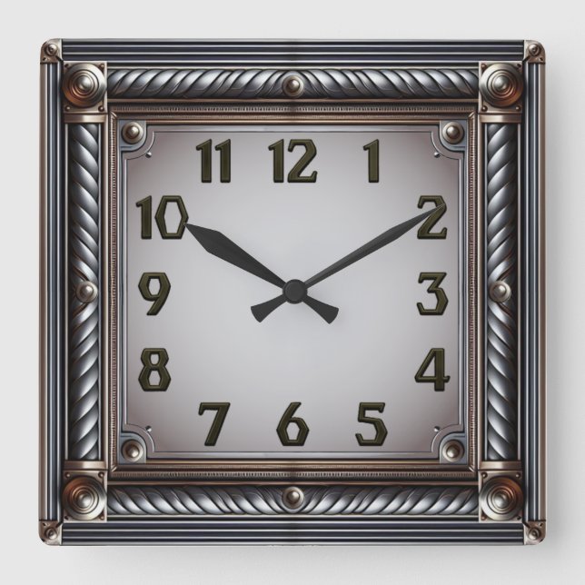 Horloge Carrée Art Deco Grey (Recto)