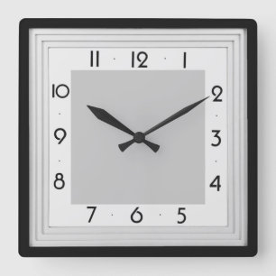 Horloge Carrée Art Déco gris simple