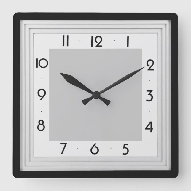 Horloge Carrée Art Déco gris simple (Recto)