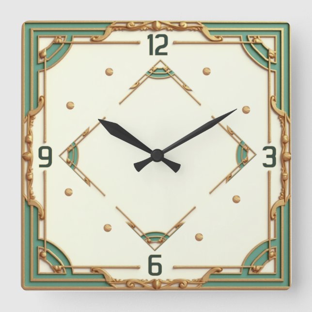 Horloge Carrée Art Deco Mint (Recto)