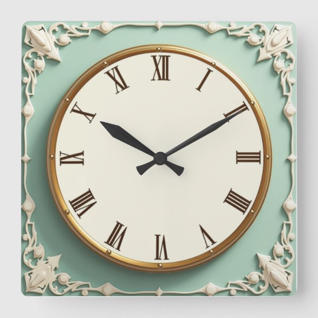 Horloge Carrée Art Deco Mint (Recto)