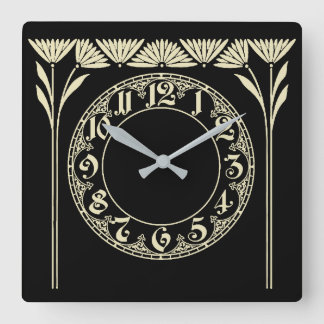 Horloge Carrée Art déco noir