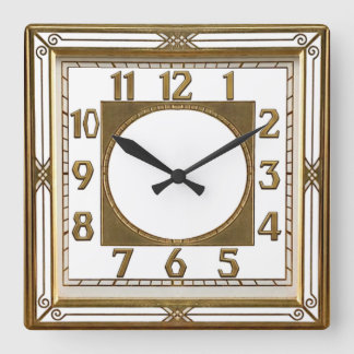 Horloge Carrée Art Déco Or