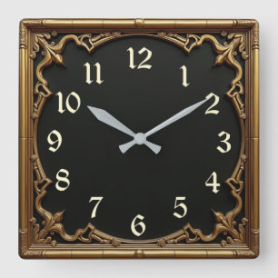 Horloge Carrée Art déco or