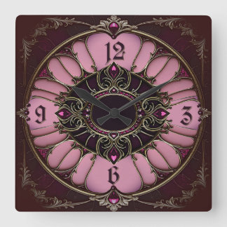 Horloge Carrée Art Deco Pink