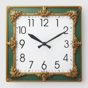 Horloge Carrée Art Déco vert