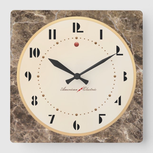 Horloge Carrée Art Déco Wall Clock (Recto)