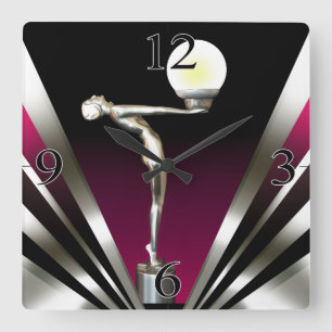 Horloge Carrée Art décor glam nouveau raspberry